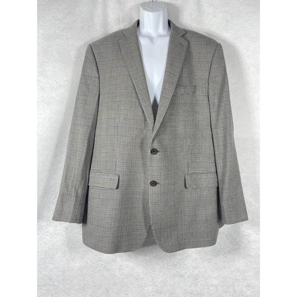 Ralph Lauren Jacket Mens 48L Gray Blue Blazer Sport Coat Silk Wool Blend Plaid